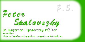 peter spalovszky business card